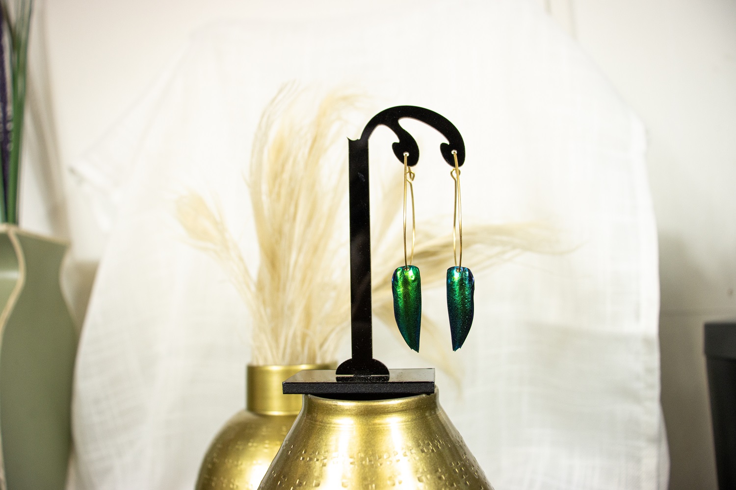 Boucles D'oreilles Créoles Solitaire En Argent 925 Avec Zircon Vert - Bijouterie Papillon Bleu, Neuves